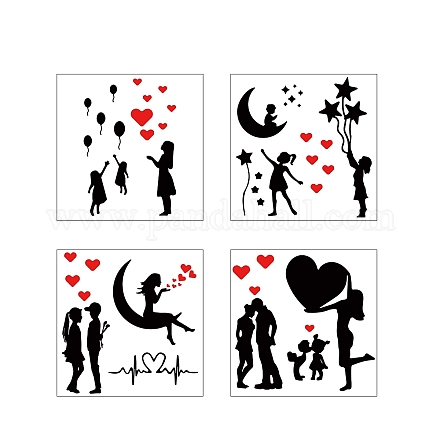 CREATCABIN 4 Sets Lovesick Car Decals Banksy Inspired Stickers Waterproof Reflective for Cars Vehicles Women Bumper Window Laptop Doors Walls Motorcycle Decoration Decals(Black+Red) DIY-WH0308-255I-1