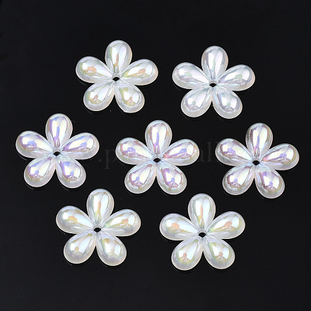 5-Blütenblatt galvanisierte Acryl-Perlenkappen PACR-T014-02-1