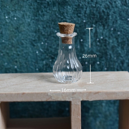ガラス瓶  コルクプラグ付き  ウィッシングボトル  透明  1.6x2.6cm PW-WG41467-02-1