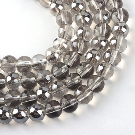 Half Plated Transparent Glass Beads Strands EGLA-Q062-6mm-B01-1