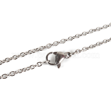 Fabricación clásica de collar de cadena de cable para mujer y hombre de acero inoxidable liso 304 STAS-P045-01P-A-1