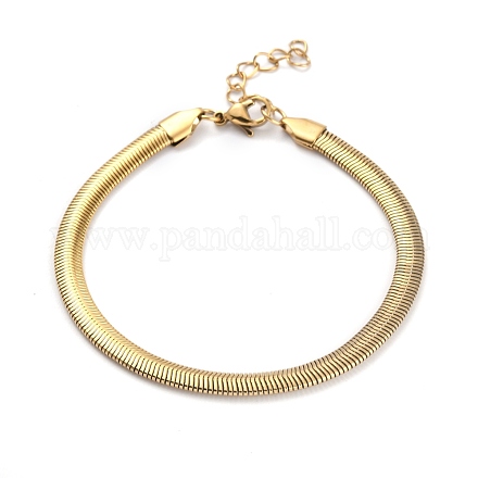 Placage ionique (ip) 304 bracelets en chaîne serpent plat en acier inoxydable BJEW-O186-06C-G-1
