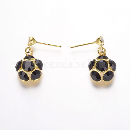 Brass Cubic Zirconia Stud Earrings EJEW-P106-04-1