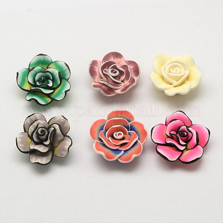 Handmade Polymer Clay 3D Flower Beads CLAY-Q194-30mm-01-1