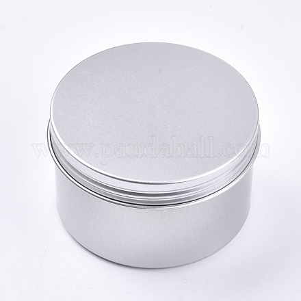 丸いアルミ缶  アルミジャー  化粧品の貯蔵容器  ろうそく  キャンディー  ねじ蓋付き  プラチナ  8.4x5cm CON-F006-12P-1