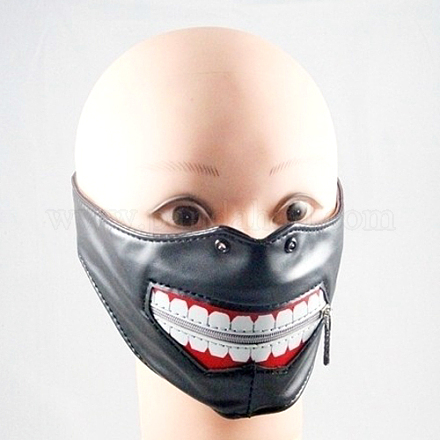 Punk PU Leather Teeth Pattern Mouth Cover AJEW-O015-04-1
