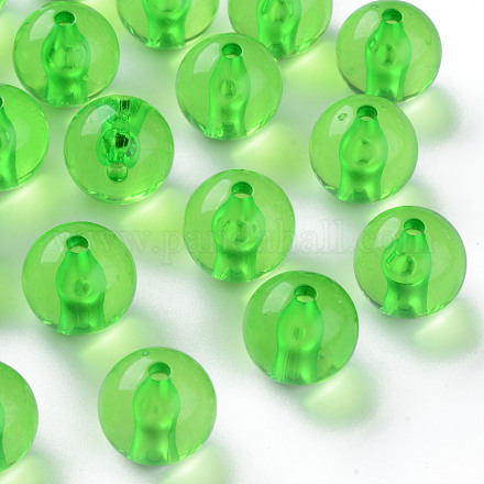 透明なアクリルビーズ  ラウンド  芝生の緑  16x15mm  穴：2.8mm  約220個/500g MACR-S370-A16mm-734-1