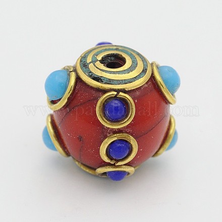Handmade tibetischen Stil ovale Perlen TIBEB-M023-07B-1