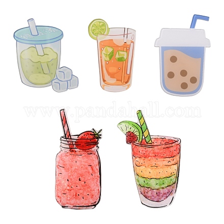 5 pièces 5 style boisson et jus et thé au lait badges acryliques épingles épingles JEWB-FS0001-01-1