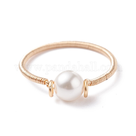 Anello per dito con perle di conchiglia RJEW-TA00016-1