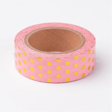 DIYスクラップブック装飾紙テープ  マスキングテープ  水玉模様で  ピンク  15mm  約10m /ロール DIY-L002-08-1