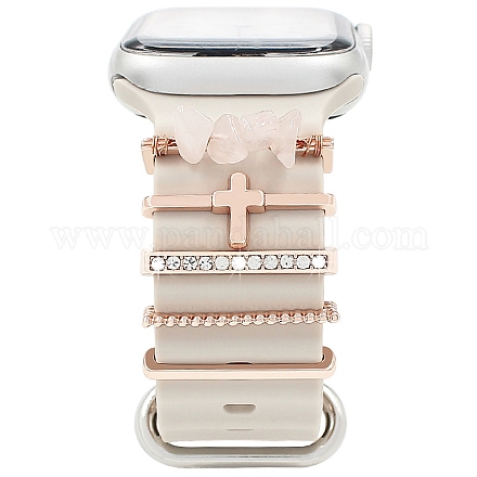 Ensemble de breloques de bracelet de montre en strass en alliage croisé PW-WG27389-03-1