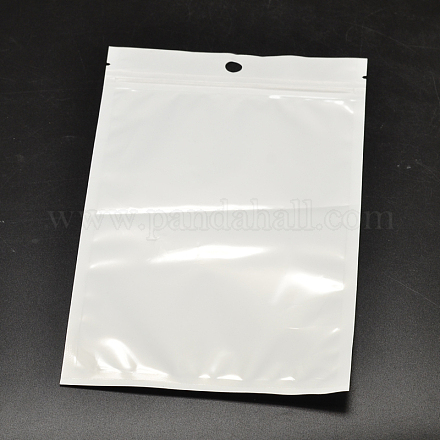 パールフィルムpvcジップロックバッグ  再封可能な包装袋  ハングホール付き  トップシール  セルフシールバッグ  長方形  ホワイト  15x10.5cm OPP-L001-02-10.5x15cm-1