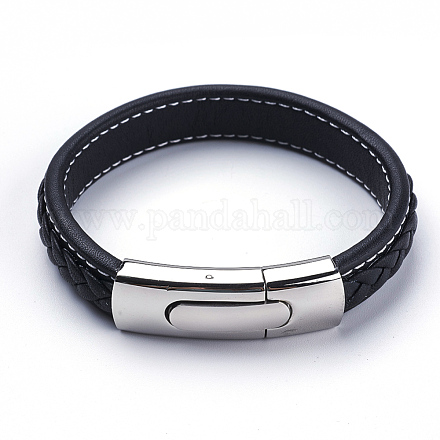 Braided Leather Cord Bracelets BJEW-F291-42A-1