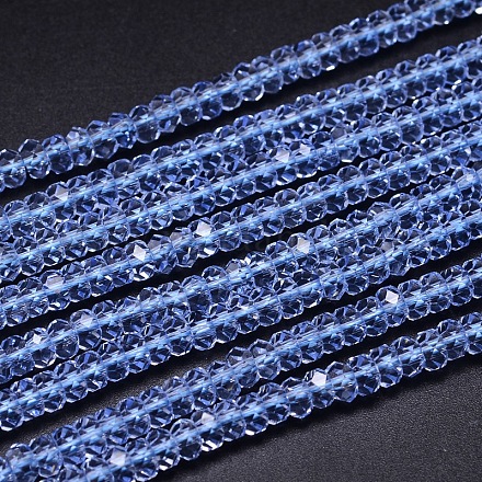Faceted Rondelle Cultured Piezoelectric Blue Sponge Quartz Beads Strands G-I141-3x5-04S-AA-1