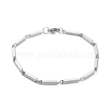 Unisex 201 Stainless Steel Bar Link Chain Bracelets BJEW-L637-42B-P-1