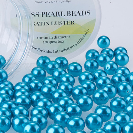 Pearlized Glasperlen runde Perlen HY-PH0001-10mm-073-1