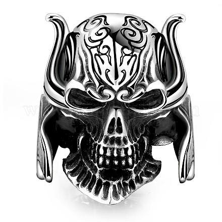 Punk Rock Style 316L Surgical Stainless Steel Skull Rings for Men RJEW-BB01240-9AS-1