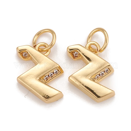 Rack Plating Eco-friendly Brass Micro Pave Clear Cubic Zirconia Charms KK-D072-01G-Z-NR-1
