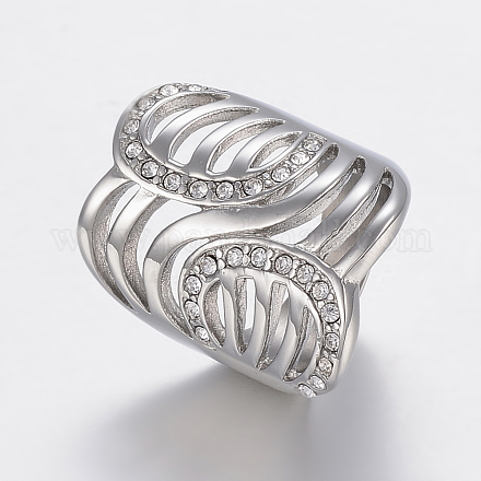 Anillos de dedo de diamante de imitación de 304 acero inoxidable RJEW-H125-70P-16mm-1