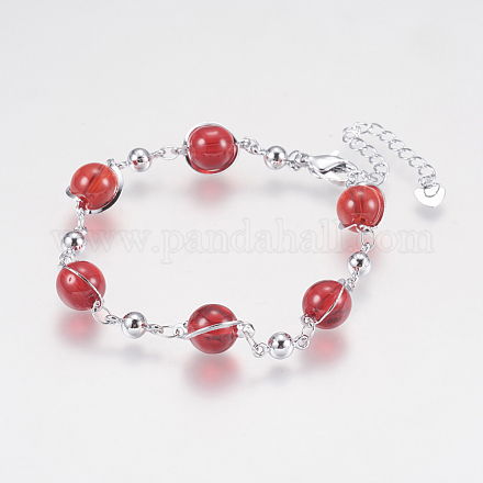 Glass Round Beads Bracelets BJEW-F298-02C-1