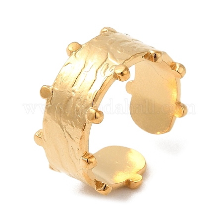 304 текстурированное однотонное открытое кольцо-манжета из нержавеющей стали для женщин RJEW-D012-08G-1
