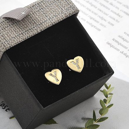 Серьги-гвоздики из латуни с микропаве из прозрачного кубического циркония EJEW-K299-01G-Y-1