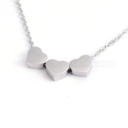 Heart 304 in acciaio inox collane di perline NJEW-O076-01P-1