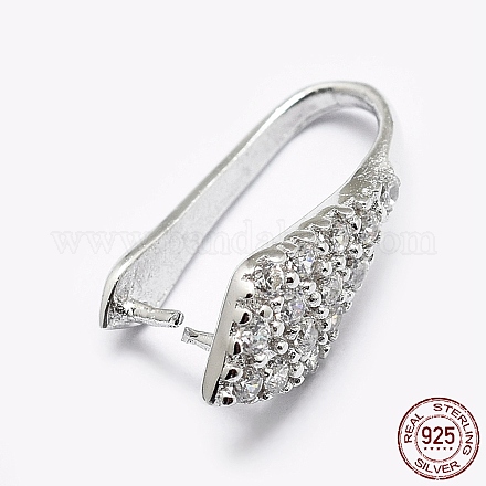 Rhodium Plated 925 Sterling Silver Micro Pave Cubic Zirconia Pendant Bails STER-P034-59P-1