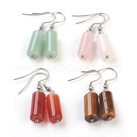 Natural & Synthetic Mixed Stone Dangle Earrings EJEW-JE02767-1