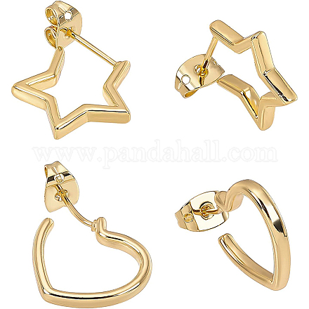 Brass Stud Earrings EJEW-BC0001-01G-1