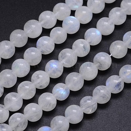 Natürliche runde Perlenstränge aus Regenbogenmondstein G-M263-D-02-1
