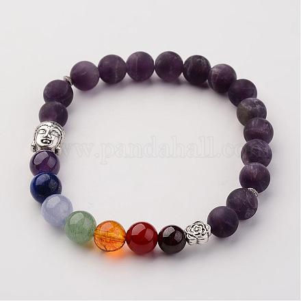 Natural Gemstone Beads Stretch Bracelets BJEW-JB02448-04-1