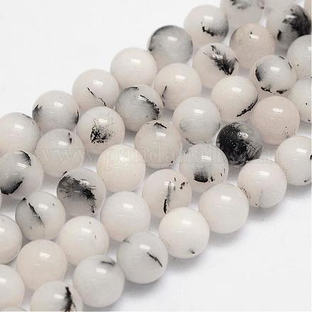 Natürliche weiße Jade Perlenstränge G-G942-10mm-1