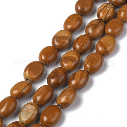 Brins de perles de pierre de dentelle de bois jaune naturel G-Z006-A23-1