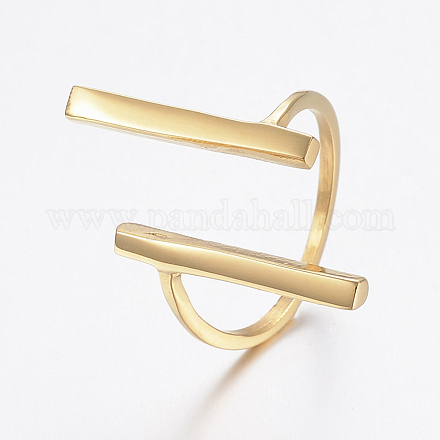 イオンプレーティング（ip）304ステンレスフィンガー指輪  バー  ゴールドカラー  サイズ6~9  16~19mm RJEW-H125-10G-1
