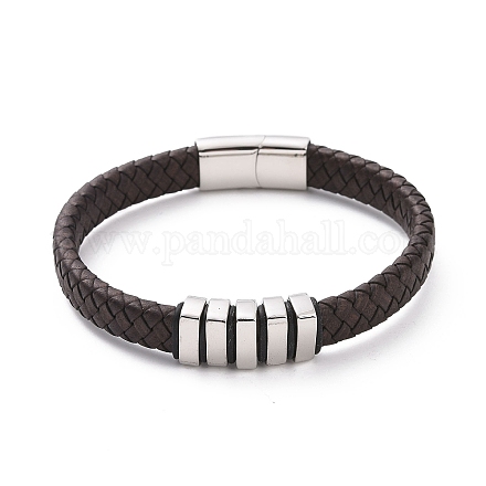 304 Stainless Steel Rectangle Beaded Bracelet with Magnetic Clasps BJEW-P275-05P-1