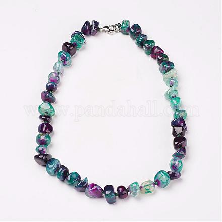 Gefärbte & natürliche Achat Perlen Halsketten NJEW-F140-C-1-1