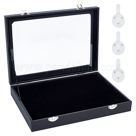 NBEADS Black Velvet Pin Display Case VBOX-WH0003-17-1