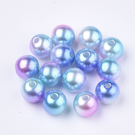 Perles en plastique imitation perles arc-en-abs OACR-Q174-6mm-02-1