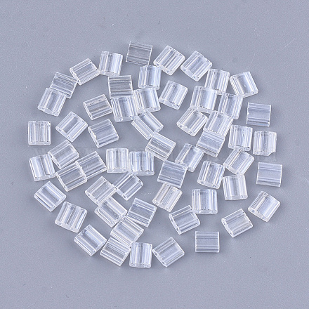 Cuentas de semillas de vidrio transparente de 2 orificio SEED-S023-24C-02-1