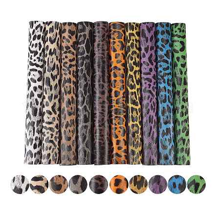 10 Pcs 10 Colors Laser PU Leather Leopard Print Fabric DIY-SZ0001-89-1