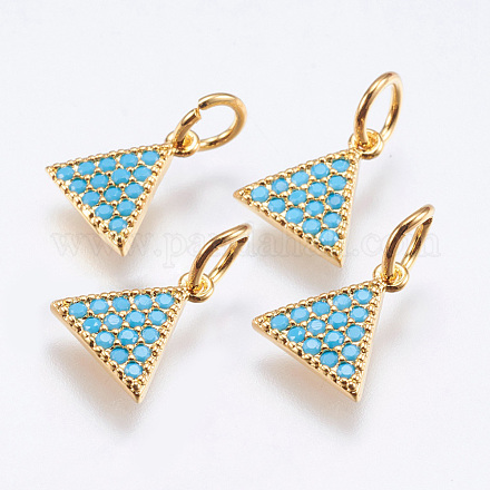 Brass Micro Pave Cubic Zirconia Charms RB-I077-24G-RS-1