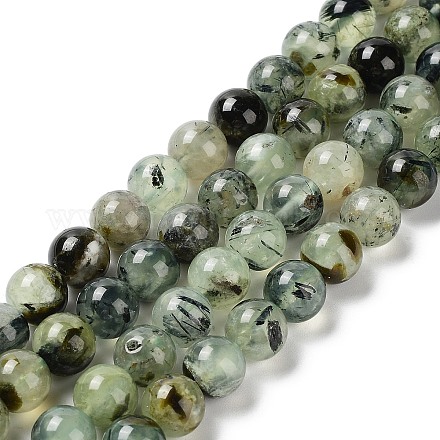 Chapelets de perles en préhnite naturelle G-P322-48-10mm-01-1