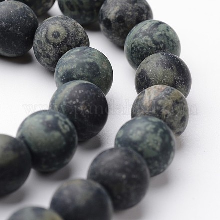 Chapelets de perles rondes en jaspe kambaba mat naturel G-J346-30-8mm-1