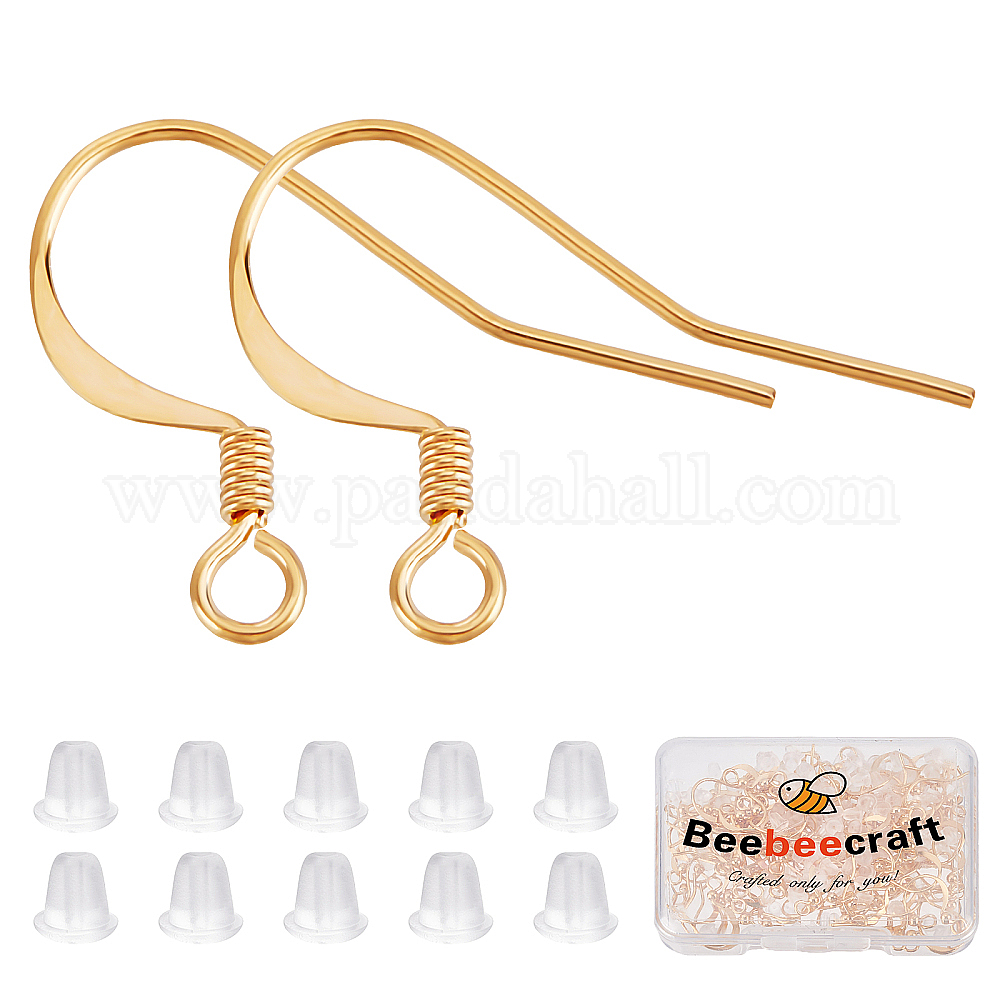 Shop Beebeecraft 120Pcs/Box Gold Fishhook Earring Hooks 18K Gold Plated