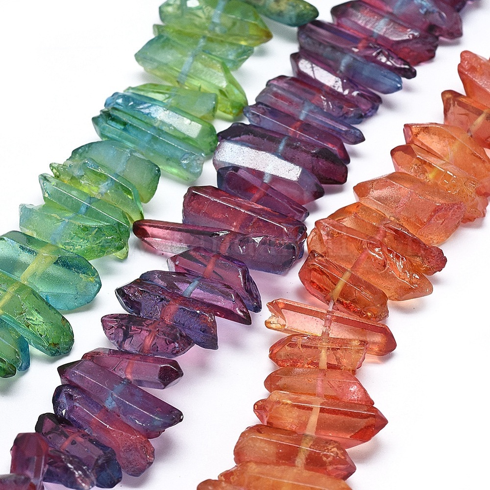 Wholesale Natural Dyed Quartz Pointed Beads Strands