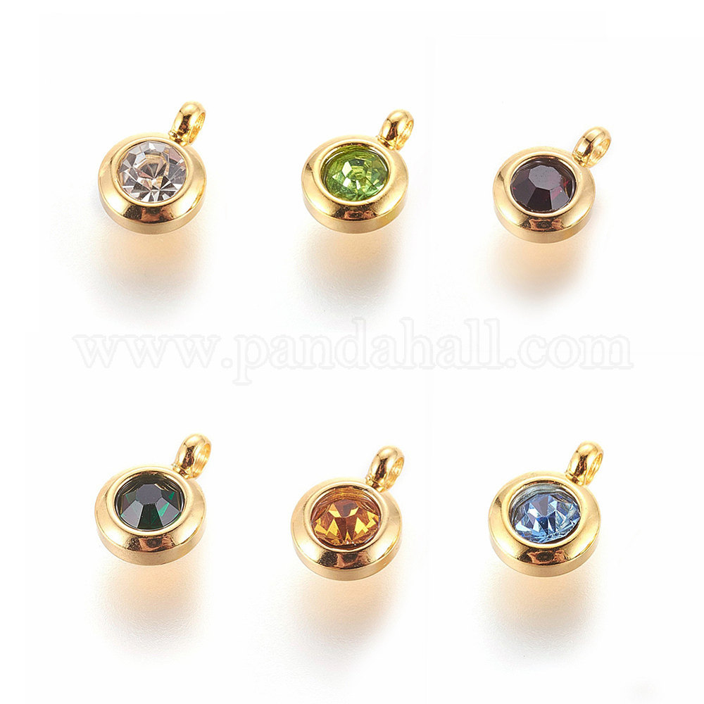 Wholesale 304 Stainless Steel Rhinestone Charms
