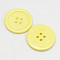 Resin Buttons, Dyed, Flat Round, Yellow, 11x2mm, Hole: 1mm, 980pcs/bag