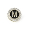 Letter Enamel Pins, Alloy Brooches for Backpack Clothes, with Clear Cubic Zirconia , Letter M, 17.8x17mm